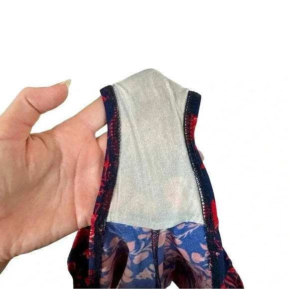 Pret-a-Surf Retro Halter Two Piece Bikini Bathing Suit in Red Blue Floral Toile - Picture 10 of 11